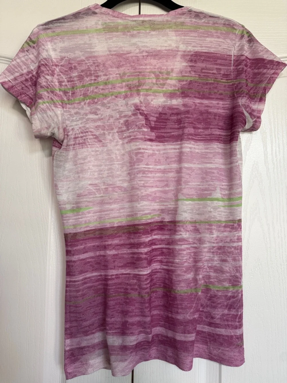 The North Face Pink & Green Stripe V-Neck Tee - Picture 5 of 5